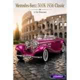 Pembe 1/24 Mercedes-Benz 500K 1936 Classic Diecast Model Araba Metal Klasik Araç Oyuncak
