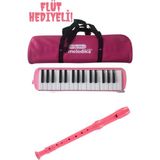 Pembe 32 Tuşlu Melodika ve Hediyeli Pembe Flüt Seti - Ahşap - Bej - Siyah - Seçenek 1