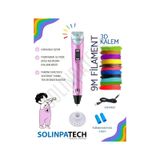 Pembe 3D Kalem 3D Pen 3 Boyutlu Yazıcı Kalem 3 Renk 9 Metre Filament + USB KABLO