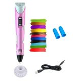 Pembe 3D Kalem 3D Pen Yazıcı Kalem – 20 Adet 5 Metrelik PLA Filament (Toplam 100M) + USB Kablo