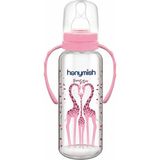 Pembe 402 Kulplu Cam Biberon 240 Ml, Sağlıklı ve Kullanışlı Bebek Ürünü - Ahşap - Bej