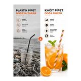 Pembe Altın Çizgili Kağıt Pipet 25 Adet – Doğada Çözünebilir Tek Kullanımlık İçecek Pipeti