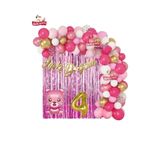 Pembe Ayıcık Gold 4 Yaş Folyo Balonlu Iyi Ki Doğdun Yazılı Pembe Gold Doğum Günü Parti Seti