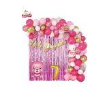 Pembe Ayıcık Gold 7 Yaş Folyo Balonlu Iyi Ki Doğdun Yazılı Pembe Gold Doğum Günü Parti Seti