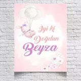 Pembe Balon Temalı Doğum Günü Afişi 50x70 Cm