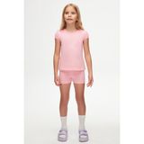 Pembe Basic Kız Çocuk Sıfır Yaka Karpuz Kol Tişört - 14 Yaş