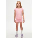 Pembe Basic Kız Çocuk Sıfır Yaka Karpuz Kol Tişört - 6 Yaş