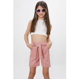 Pembe Beli Lastikli Kuşaklı Kız Çocuk Şort 18480