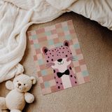 Pembe Benekli Panter Çocuk Odası Duvar Posteri Çerçeveli Tablo Duvar Dekorasyonu - 30 x 40 - Çerçevesiz Poster