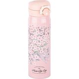 Pembe Beyaz Çiçek Desenli Paslanmaz Çelik Termos 500ML