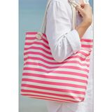 Pembe & Beyaz Çizgili Plaj Çantası