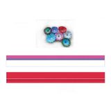 Pembe - Beyaz / Kirmizi Renk Gecisli, Cizgili Quilling Kagidi