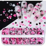 Pembe Beyaz Tırnak Süsleme Folyo Pulları Karışık Dizayn Kelebek Kalp Tavşan Nail Art