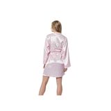 Pembe Bride Işlemeli Saten Sabahlık, PEMBE, L