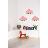 Pembe Bulut 3 lü Set Bulut Ahşap Duvar Dekoru Çocuk Odası Süsü