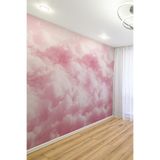 Pembe Bulut Desenli Tekstil Duvar Kağıdı, 400 x 260