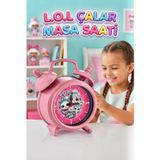 Pembe Çalar Masa Saati - 16X12 Cm, Akar Saniyeli, Alarm Fonksiyonlu Eğitici Saat