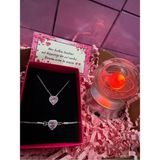Pembe Çelik Kalp Zirkon Kolye ve Bileklik Renk Değiştiren 3D Satürn Kız Küresi Sevgili Hediyelik