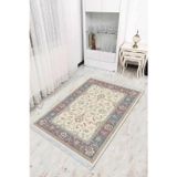 Pembe Çerçeveli Dokuma Pamuk Taban Kaymaz Kilim Klm173