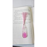 Pembe Çiçek Desenli Kitap Ayracı, Kurutulmuş Çiçek Detaylı, Şeffaf Reçine Kaplama