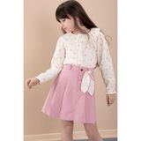 Pembe Çiçek Desenli Müslin Badili Jean Etekli Kız Çocuk Takım 20426 - 3 - 4 Yaş