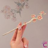 Pembe Çiçek Tomurcuk Tasarım Japon Topuz Çubuğu 18CM - Kadın Metal Saç Topuz Tokası Çubuk Toka - Tek Ebat