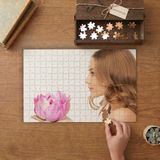 Pembe Çiçek ve Güzel Kadın Tasarımı 240 Parça Ahşap Puzzle Ahşap Kutuda MP00608