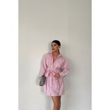 Pembe Çizgili Poplin Gömlek Elbise