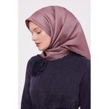 Pembe Çizgili Twill İpek Eşarp