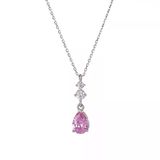 Pembe Damla Model Zirkon Taşlı 925 Ayar Gümüş Kadın Kolye