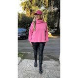 Pembe Degaje Yaka Önü Kısa Kazak - Standart