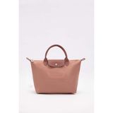 Pembe Deri Kapaklı Omuz Çantası - 40 cm