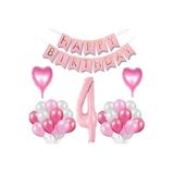 Pembe Doğum Günü Balon Set, 4
