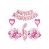 Pembe Doğum Günü Balon Set, 6