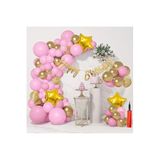 Pembe Doğum Günü Balon Zincir Set