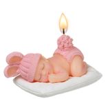 Pembe Doğum Günü Mumu, Uyuyan Bebek Pastası Topper Mum Parti Bebek Duşu, Düğün Mekan Süsleme, Festival Kutlamaları için