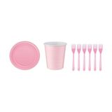 Pembe Doğum Günü Tabak Bardak Çatal Seti 8 Kişilik