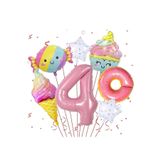 Pembe Donut Numaraları Folyo Balonlar Şeker Pentagram Gökkuşağı Dondurma Set 7 Parça, 4