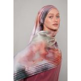 Pembe Ebruli Desen Twill Şal