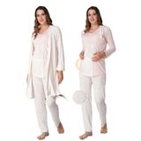 Pembe Effort Pamuklu Sabahlıklı Hamile Lohusa Pijama Takımı, L, EFF9068-198IGP101883