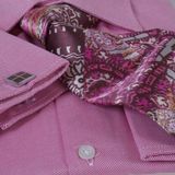 Pembe Elegant Oxford Hediyelik Kutulu Duble Manşet Gömlek Kol Düğmesi ve Kravat Seti - XL