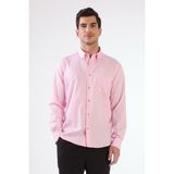 Pembe Erkek Regular Fit Kareli Brent Yaka Uzun Kol Gömlek - 42