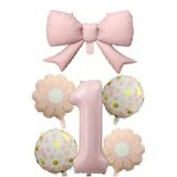 Pembe Fiyonk Ayçiçeği Folyo Balon Set Doğum Günü Konsepti 1 Yaş, 324553