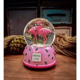 Pembe Flamingo Orta Boy Işıklı Müzikli Kar Küresi