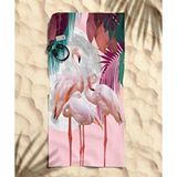 Pembe Flamingo Temalı Plaj Havlusu Çok Renkli