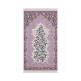 Pembe Floral Desen İpeksi Goblen Seccade