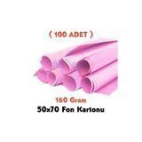 Pembe Fon Kartonu 50X70 cm 100'LÜ Paket 160 gr Renkli Fon Kartonu