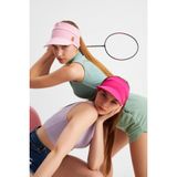 Pembe - Fuşya Uv Korumalı Katlanır Üstü Açık Yumuşak Siperli %100 Pamuklu Penye Tenis Vizör Şapka 2^Li Set