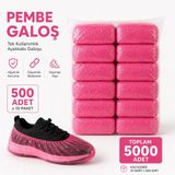 Pembe Galoş 500 Adet x 10 Paket – Toplam 5000 Adet | Tek Kullanımlık Ayakkabı Galoşu