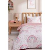Pembe Gökkuşağı Tek Kişilik Pamuklu Çocuk Nevresim Takımı - 001-Renkli - 160 x 215 cm